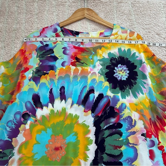 Seven Islands Floral Tie Dye Midi Dress Dolman Sleeve Cocoon Style Size Large XL - Picture 6 of 13
